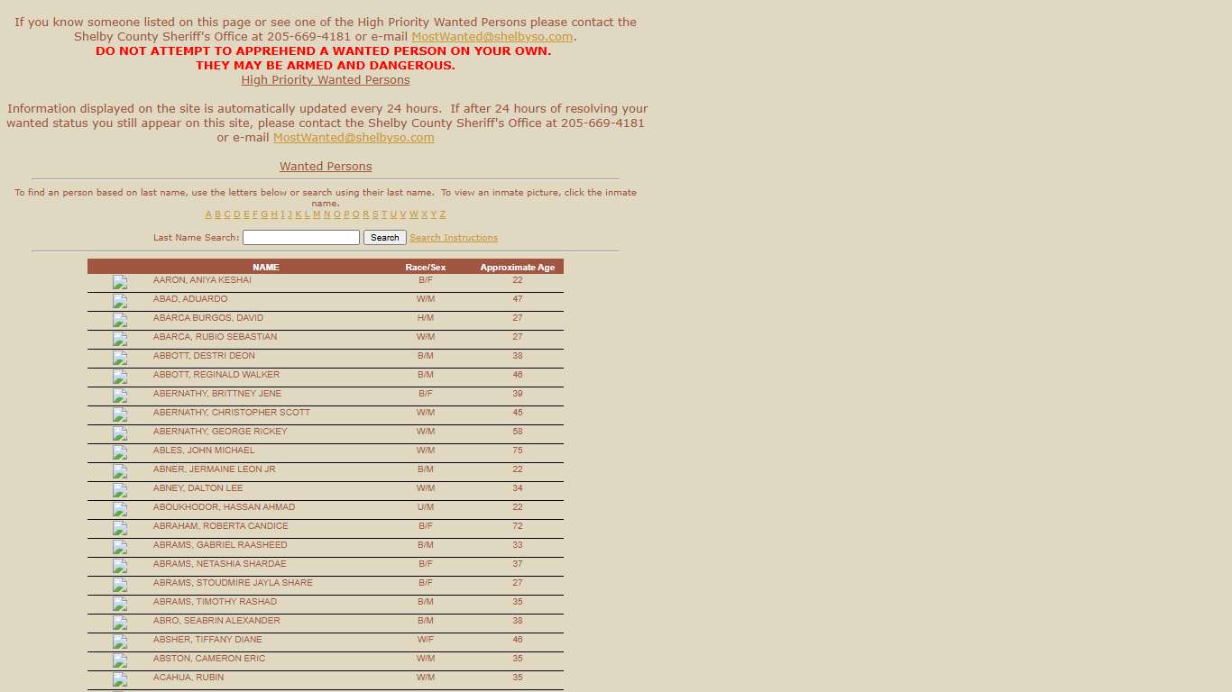 Shelby County Sheriff's Office - Most Wanted